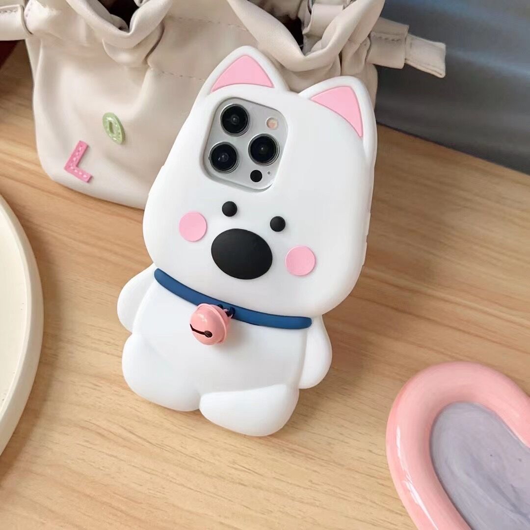 Cute Bell Dog Phone Case (Shockproof Silicone)
