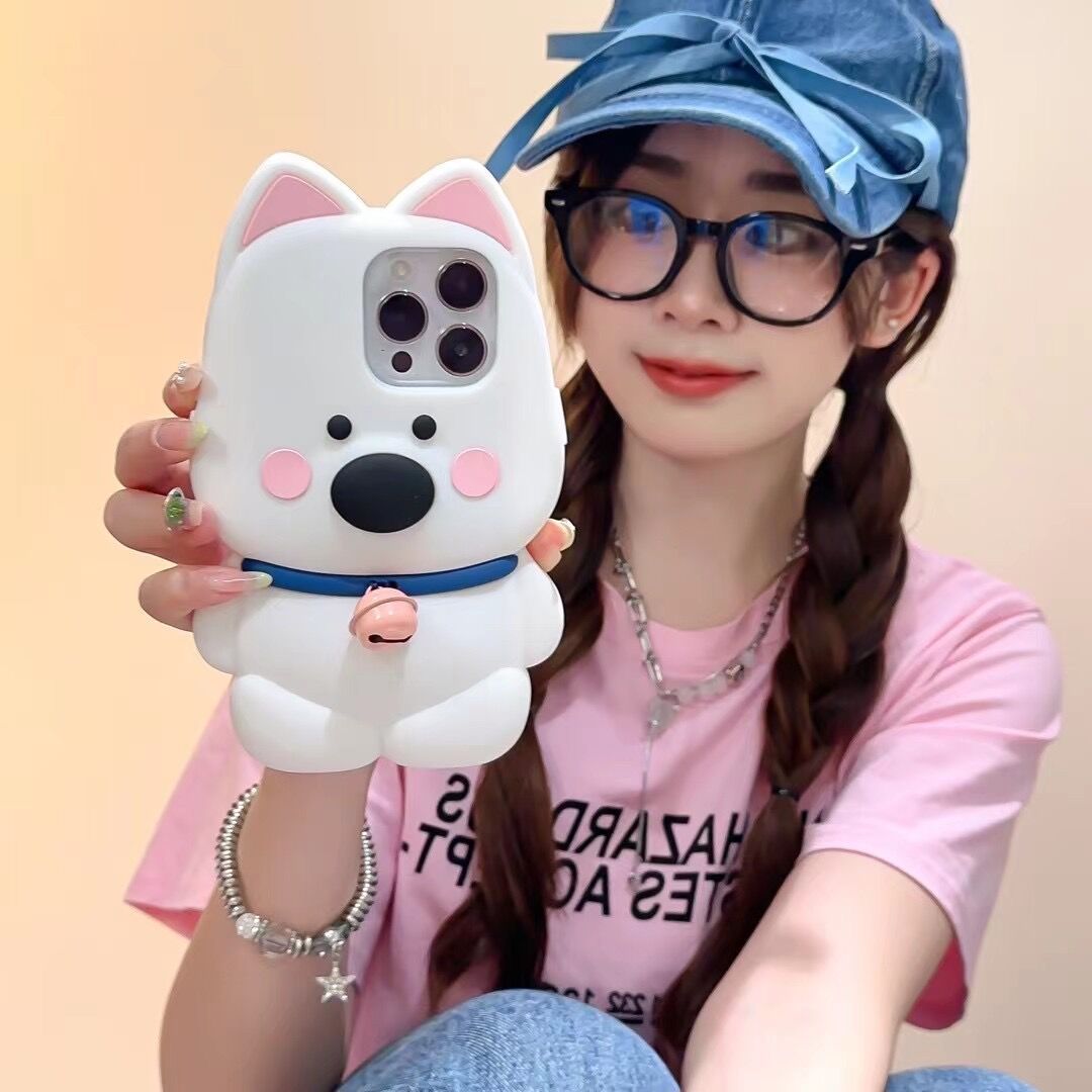 Cute Bell Dog Phone Case (Shockproof Silicone)